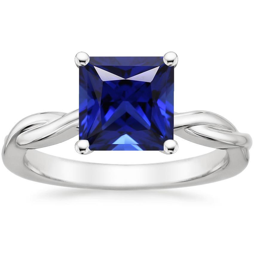 Solitaire Ring Princess Sri Lankan Sapphire 5 Carat White Gold 14K - Gemstone Ring-harrychadent.ca