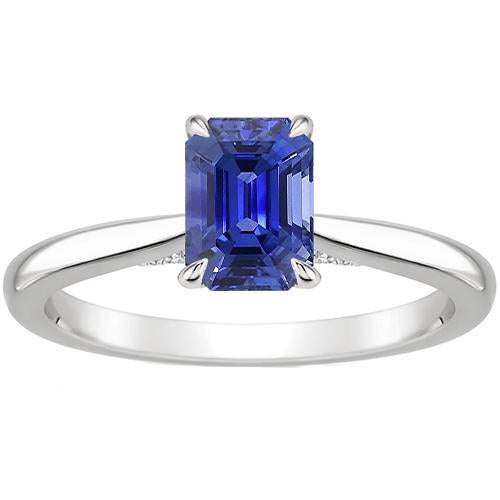 Solitaire Ring Prong Setting Emerald Ceylon Sapphire 3 Carats - Gemstone Ring-harrychadent.ca