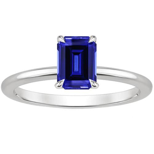 Solitaire Ring Prong Setting Emerald Sri Lankan Sapphire 3 Carats - Gemstone Ring-harrychadent.ca