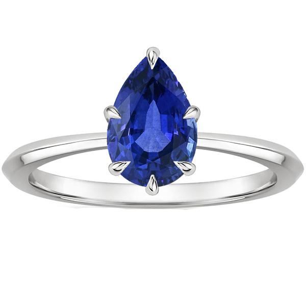 Solitaire Ring Prong Setting Pear Ceylon Sapphire 2 Carats - Gemstone Ring-harrychadent.ca