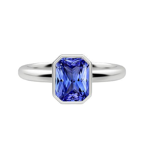 Solitaire Ring Radiant Bezel Set Natural Blue Sapphire 1.50 Carats - Gemstone Ring-harrychadent.ca