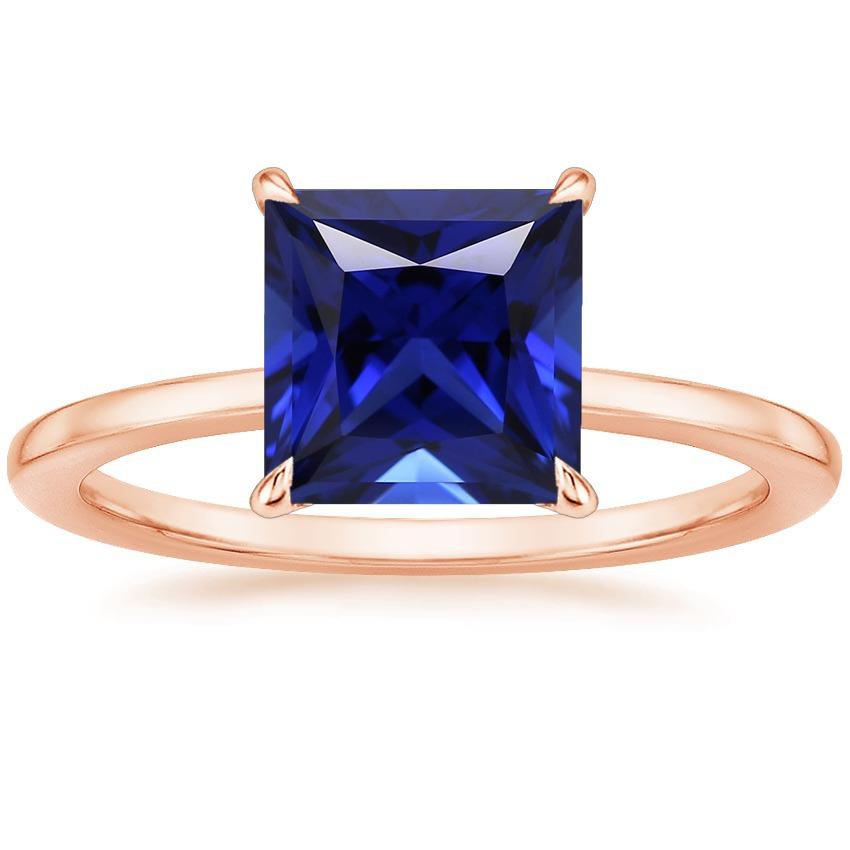 Solitaire Ring Rose Gold 14K Princess Cut Ceylon Sapphire 5 Carat - Gemstone Ring-harrychadent.ca