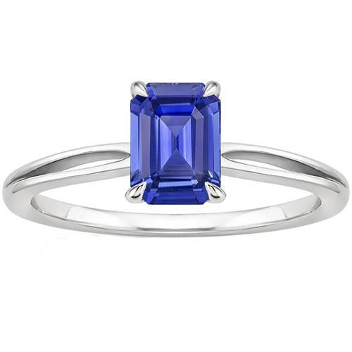 Solitaire Ring Split Shank Emerald Ceylon Sapphire 3 Carats - Gemstone Ring-harrychadent.ca