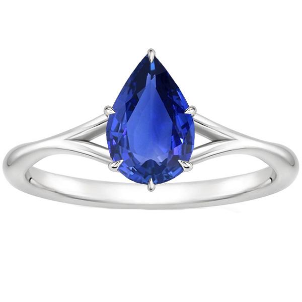 Solitaire Ring Split Shank Pear Cut Blue Sapphire 2.50 Carats - Gemstone Ring-harrychadent.ca