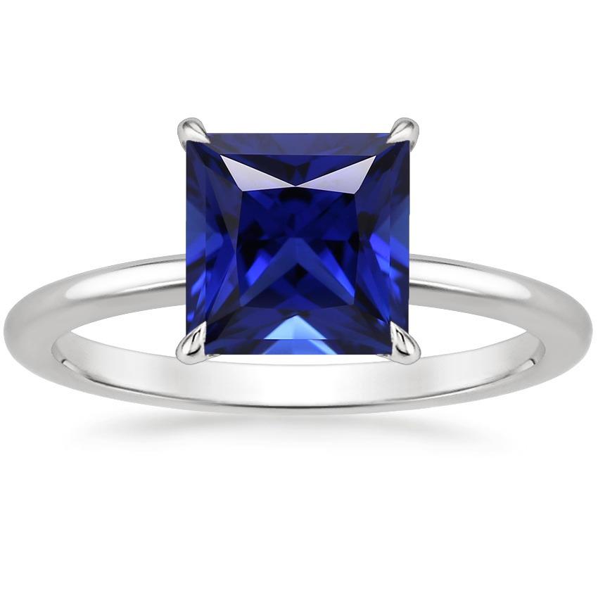 Solitaire Ring Sri Lankan Sapphire 5 Carat Princess White Gold - Gemstone Ring-harrychadent.ca