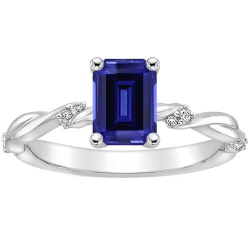 Solitaire Ring with Accents Blue Sapphire & Diamond 3.50 Carats - Gemstone Ring-harrychadent.ca