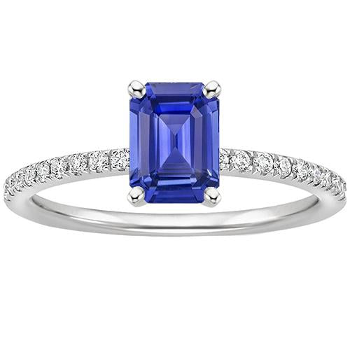 Solitaire Ring With Accents Emerald Blue Sapphire & Diamonds 4 Carats - Gemstone Ring-harrychadent.ca