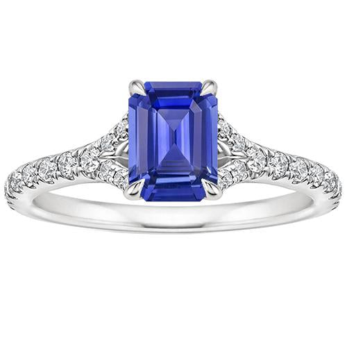 Solitaire Ring with Accents Sri Lankan Sapphire & Diamond 4 Carats - Gemstone Ring-harrychadent.ca