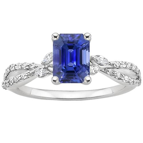 Solitaire Ring With Marquise Diamond Accents & Blue Sapphire 4 Carats - Gemstone Ring-harrychadent.ca