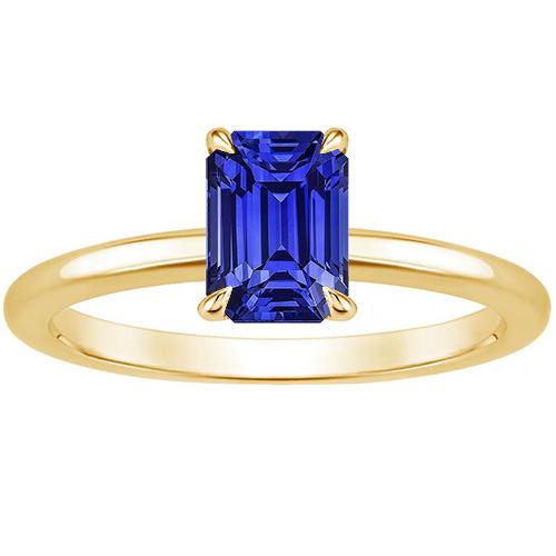 Solitaire Ring Yellow Gold Emerald Sri Lankan Sapphire 3 Carats - Gemstone Ring-harrychadent.ca