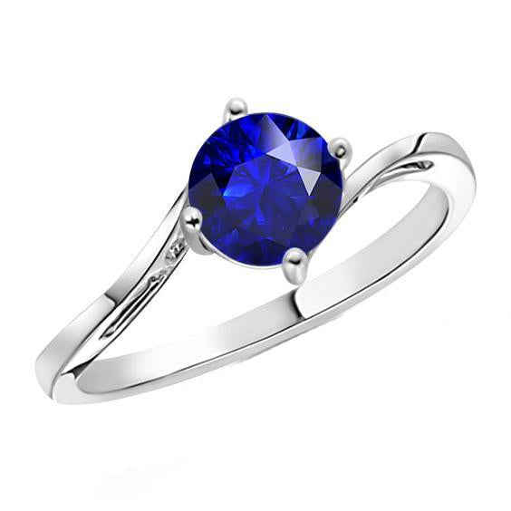 Solitaire Round Blue Sapphire Ring 2.50 Carats Tension Style Shank - Gemstone Ring-harrychadent.ca