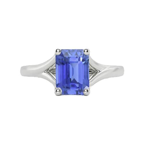 Solitaire Split Shank Emerald Light Blue Sapphire Ring 2 Carats - Gemstone Ring-harrychadent.ca