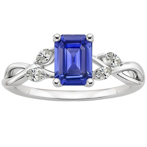 Solitaire Sri Lankan Sapphire With Accents Ring & Diamonds 3.50 Carats - Gemstone Ring-harrychadent.ca