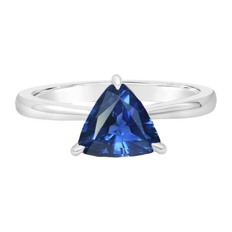 Solitaire Trillion Deep Blue Sapphire 1.50 Carats Prong Set Jewelry - Gemstone Ring-harrychadent.ca