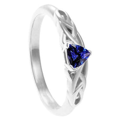 Solitaire Trillion Ring Vintage Style Deep Blue Sapphire 0.50 Carats