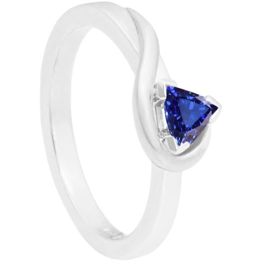 Solitaire Trillion V Prong Blue Sapphire Ring 0.50 Carats - Gemstone Ring-harrychadent.ca