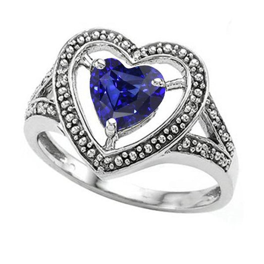 Solitaire Vintage Style Heart Cut Blue Sapphire Ring 1.50 Carats - Gemstone Ring-harrychadent.ca