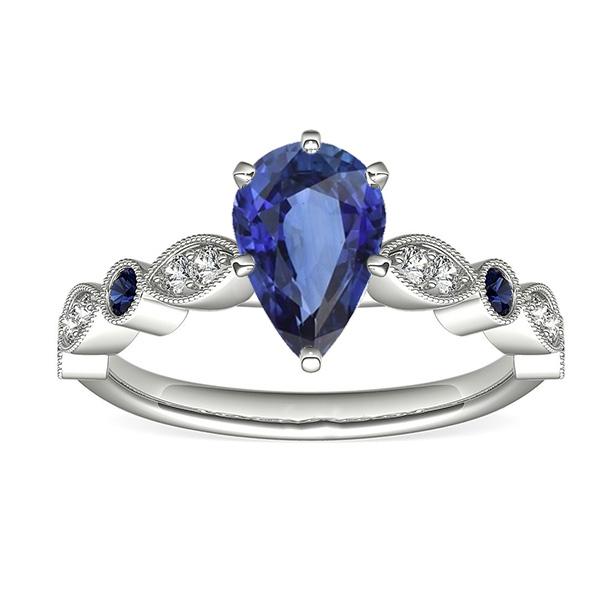 Solitaire Wedding Ring Blue Sapphire With Diamond Accents 2.50 Carats - Gemstone Ring-harrychadent.ca