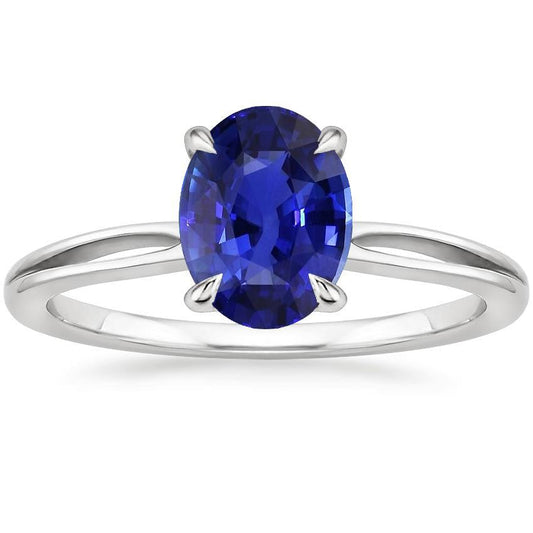 Solitaire Wedding Ring Oval Ceylon Sapphire 2.50 Carats Split Shank - Gemstone Ring-harrychadent.ca