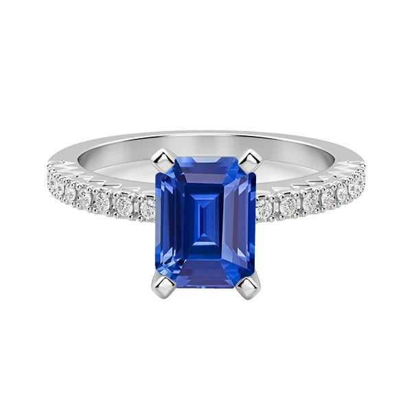 Solitaire Wedding Ring With Accents Emerald Ceylon Sapphire 3 Carats - Gemstone Ring-harrychadent.ca