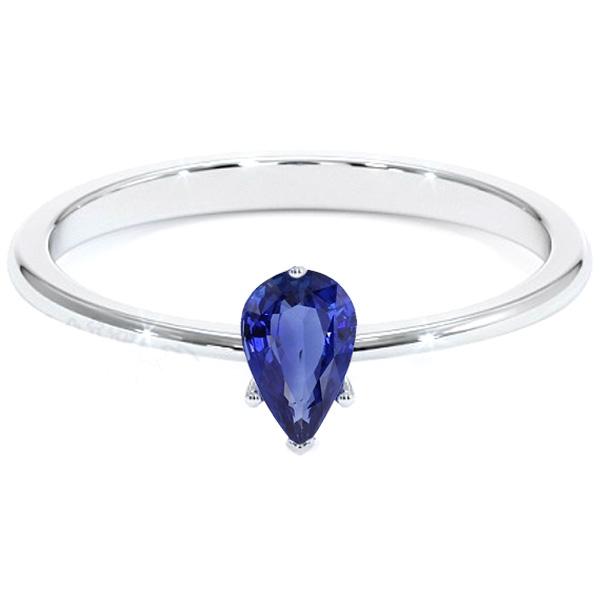 Solitaire White Gold Ring Teardrop Style Pear Blue Sapphire 2 Carats - Gemstone Ring-harrychadent.ca