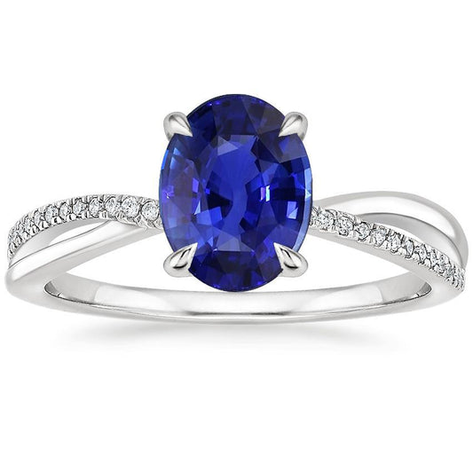 Solitaire With Accents Anniversary Ring  Blue Sapphire 3.50 Carats - Gemstone Ring-harrychadent.ca