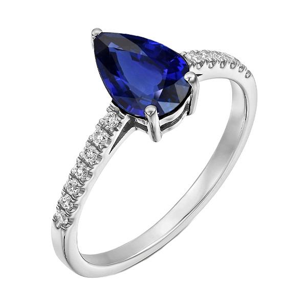 Solitaire With Accents Diamond Ring Sri Lankan Sapphire 2.50 Carats - Gemstone Ring-harrychadent.ca