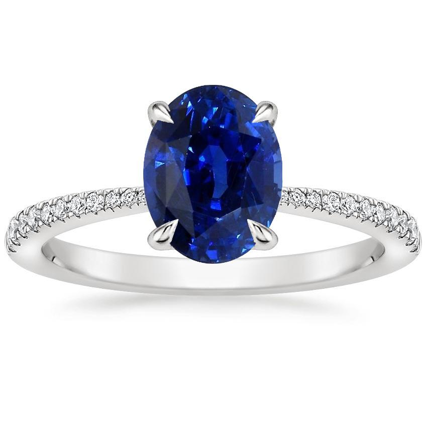 Solitaire With Accents Ring Oval Sri Lankan Sapphire 3.50 Carats - Gemstone Ring-harrychadent.ca