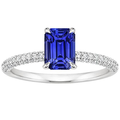 Solitaire with Accents Ring Sri Lankan Sapphire & Diamond 4 Carats - Gemstone Ring-harrychadent.ca