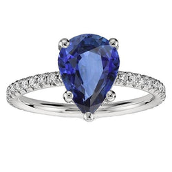 Solitaire With Natural Earth Mined Diamond Accents Ring Sri Lankan Sapphire 5.50 Carats