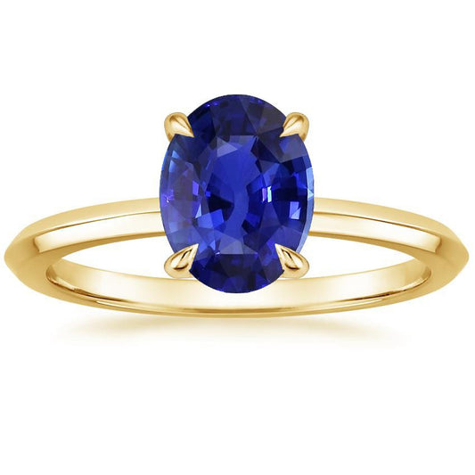 Solitaire Yellow Gold Wedding Ring Sri Lankan Sapphire 2.50 Carats - Gemstone Ring-harrychadent.ca