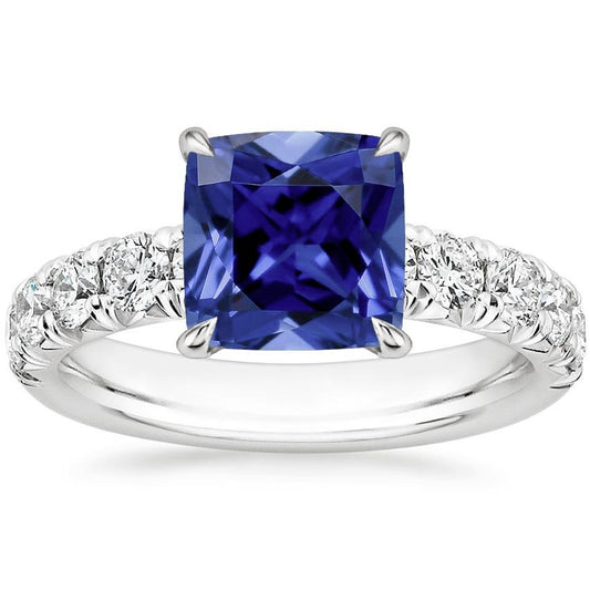 Sri Lankan Sapphire Cushion Cut With Accents 3.25 Carats Jewelry - Gemstone Ring-harrychadent.ca