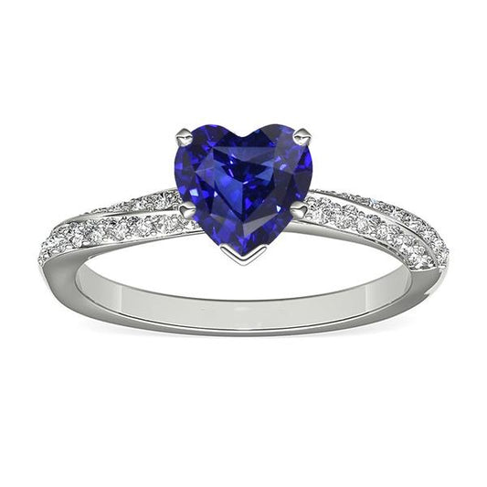 Srilanka Sapphire Gemstone Ring Heart Cut 2.50 Carats Diamond Jewelry - Gemstone Ring-harrychadent.ca