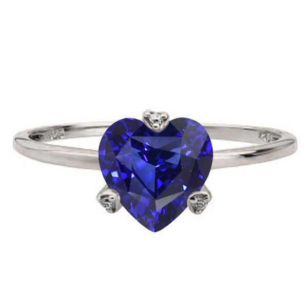 Srilanka Sapphire Solitaire Heart Shaped Ring 2 Carats Ladies Jewelry - Gemstone Ring-harrychadent.ca