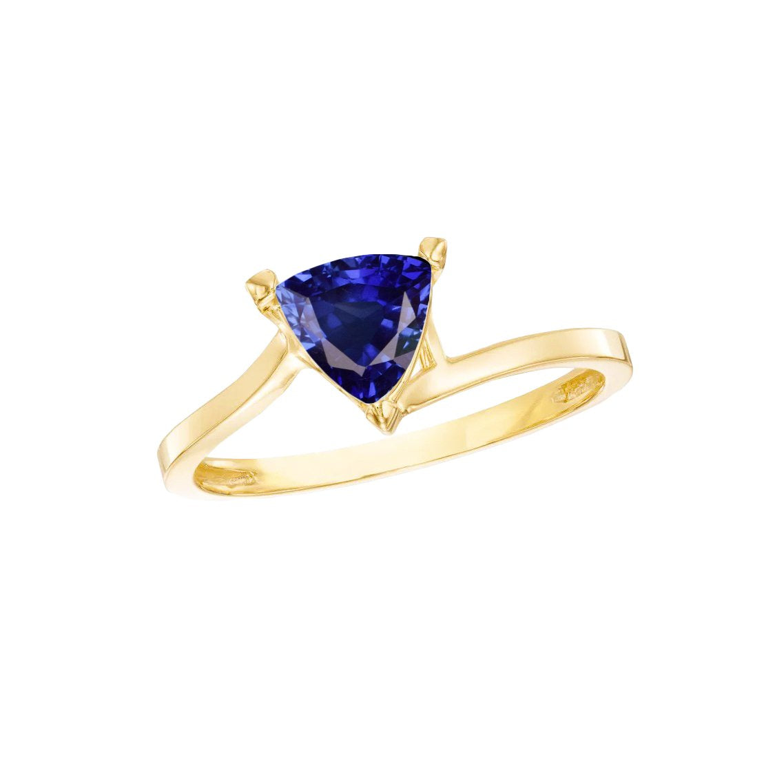 Srilanka Sapphire Solitaire Trillion Shaped Ring 1 Carat Yellow Gold - Gemstone Ring-harrychadent.ca