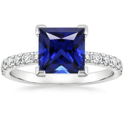 Stunning Engagement Ring Sri Lankan Sapphire and Natural Earth Mined Diamond 5.5 Carat