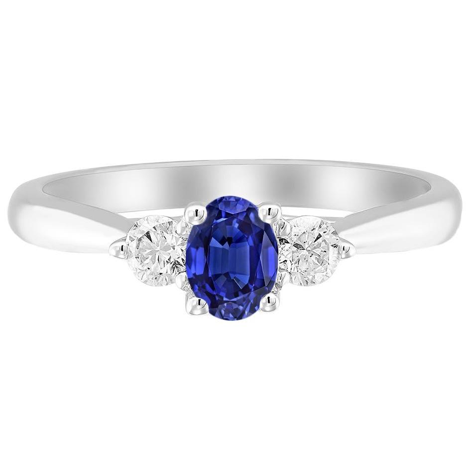 Three Stone Anniversary Ring Oval Deep Blue Sapphire 3.50 Carats - Gemstone Ring-harrychadent.ca