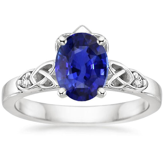 Three Stone Engagement Ring Vintage Style Ceylon Sapphire 3.25 Carats - Gemstone Ring-harrychadent.ca