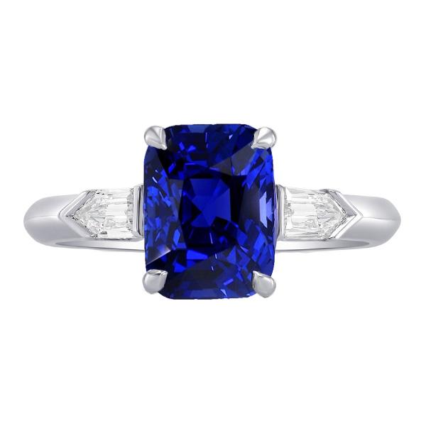 Three Stone Emerald Sapphire Ring 3.50 Carats Tapered Baguette Diamond - Gemstone Ring-harrychadent.ca