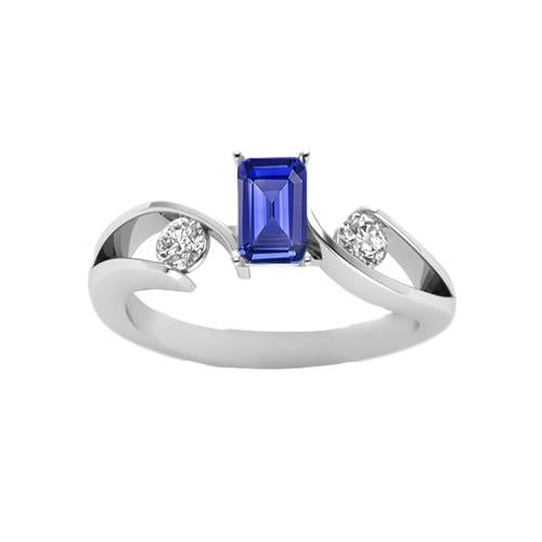 Three Stone Ring Emerald Ceylon Sapphire 1.75 Carats Bypass Style - Gemstone Ring-harrychadent.ca