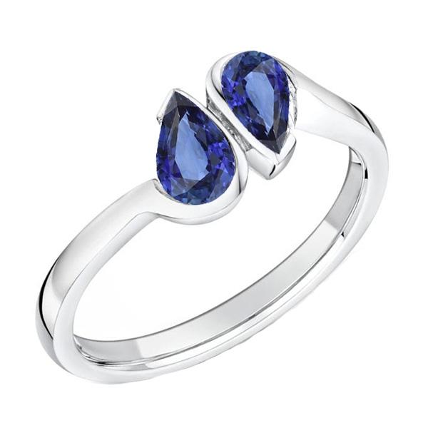 Toi et Moi Blue Sapphire Anniversary Ring 2 Stone Jewelry 2 Carats - Gemstone Ring-harrychadent.ca