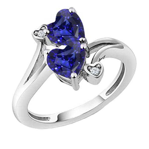 Toi et Moi Diamond Anniversary Blue Heart Sapphire Ring 3.25 Carats - Gemstone Ring-harrychadent.ca