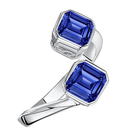 Toi Et Moi Emerald Sapphire Ring 2 Stone Bezel Set 3 Carats Filigree - Gemstone Ring-harrychadent.ca