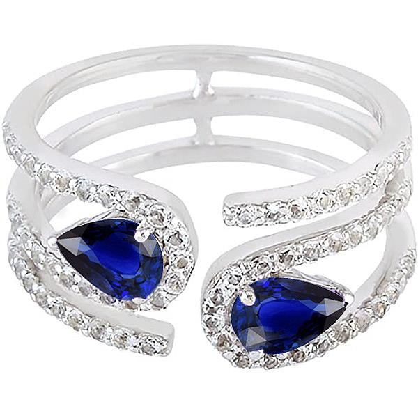 Toi et Moi Gold Women’s Pear Blue Sapphire Diamond Ring 3.50 Carats - Gemstone Ring-harrychadent.ca