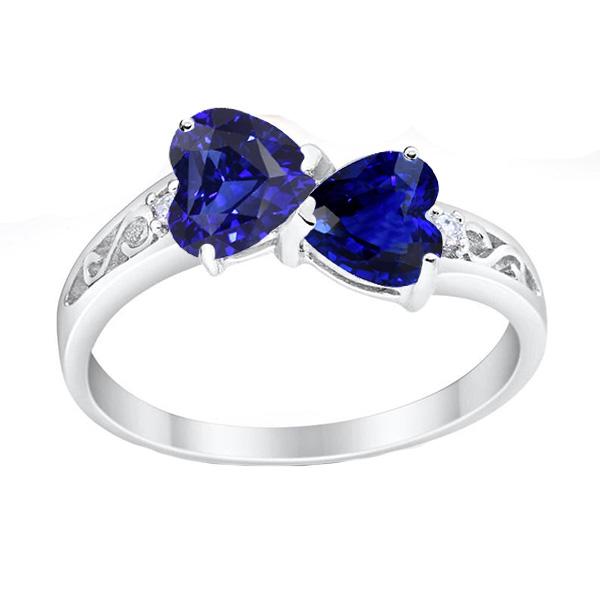Toi et Moi Heart Ceylon Sapphire Diamond Ring Filigree 2.25 Carats - Gemstone Ring-harrychadent.ca