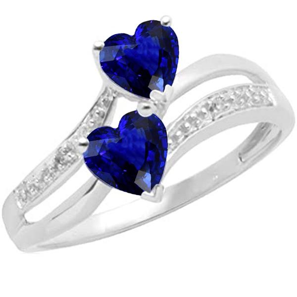 Toi et Moi Heart Gemstone Ceylon Sapphire Diamond Ring 3.50 Carats - Gemstone Ring-harrychadent.ca