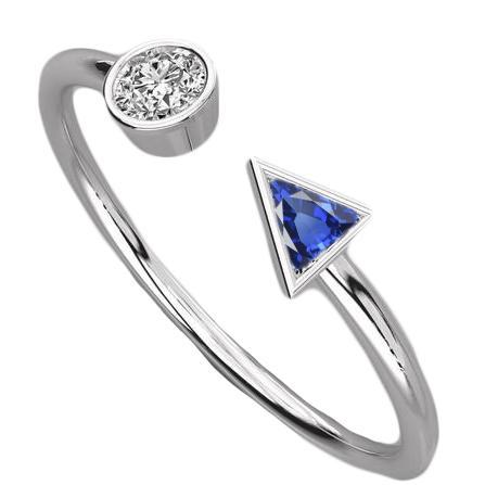 Toi et Moi Round Diamond & Trillion Bezel Set Sapphire Ring 1 Carat - Gemstone Ring-harrychadent.ca