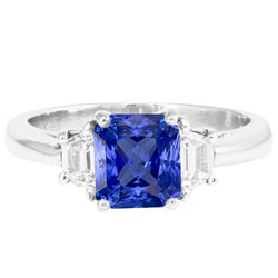Trapezoid Natural Earth Mined Diamond 3 Stone Radiant Shaped Ring Jewelry 2.50 Carats