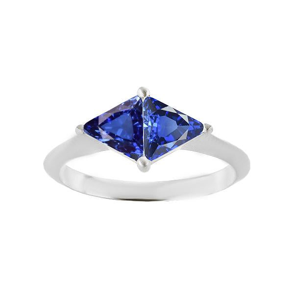 Trillion Cut Sapphire Gemstone Ring 2 Carats Ladies Jewelry Gold - Gemstone Ring-harrychadent.ca