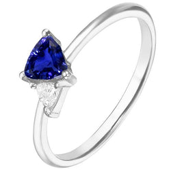 Trillion Sapphire & Natural Earth Mined Diamond Ring 1.25 Carats Women’s Jewelry